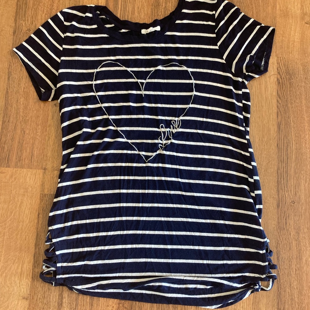 Navy and white striped tee